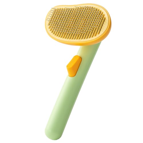 Awpland Mango Hunde- und Katzenbürste, selbstreinigende Haarbürste für Haustiere in Mangoform mit Entriegelungsknopf