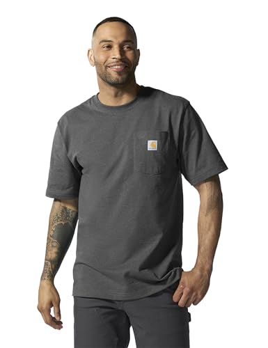 Carhartt Mens Loose Fit Heavyweight Short-Sleeve Pocket T-Shirt Work Utility t Shirts, Carbon...