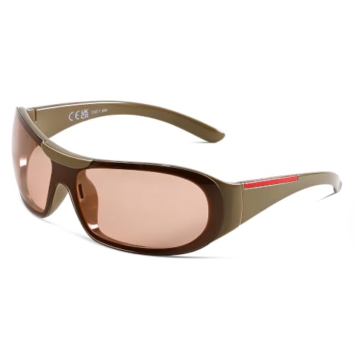 Image of GUVIVI Y2K Sunglasses Wrap Around Sunglasses for Men Women Fashion Sunglasses UV400 Protection Sunglasses for Cycling Outdoor Sports