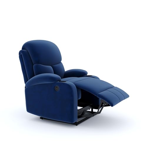 Image of The Couch Cell | One Seater Electric Recliner Chair | Suede Velvet Upholstered Motorized Recliner | Single Seater Comfortable Recliner for Living Room Bedroom Home Seating