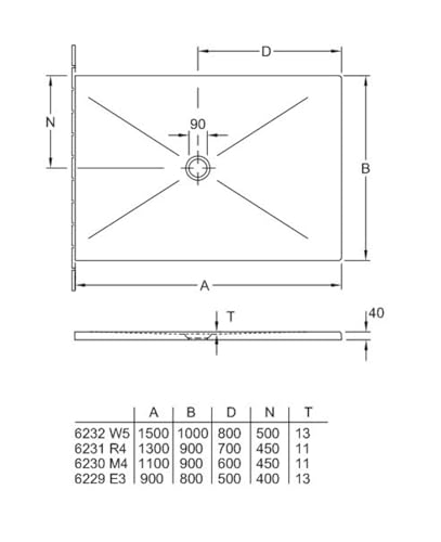 Villeroy & Boch Subway Infinity brodzik prysznicowy, prostokątny, 1100 mm, 900 mm, 41,2 kg