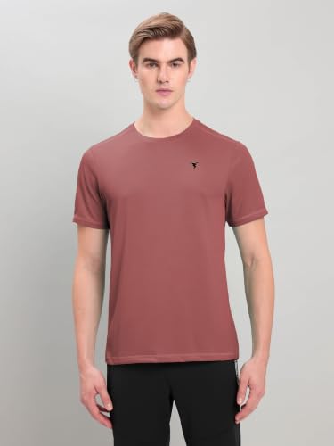 Image of TECHNOSPORT Men's Slim Fit Polyester Activewear Sports T-Shirt with Moisture-Wicking Comfort for Workout, Running & Gym