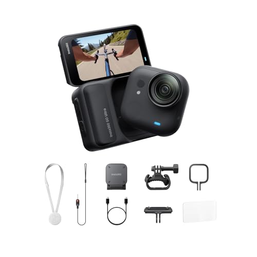 Image of Insta360 GO Ultra Cycling Bundle - Small 4K Vlogging Camera, Hands-Free, POV Cam, 1 /1.28 inch Sensor, 53g Lightweight, 156 FOV, 200 Min Battery Life, Magnetic Wearable Action Camera for Sports, Vlog