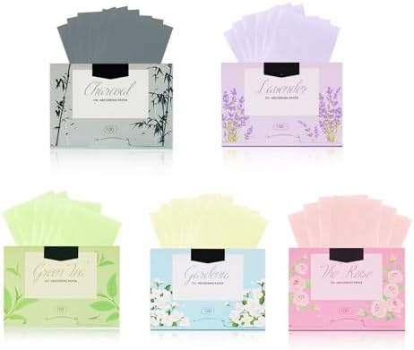 Carta per Il Viso Assorbi Sebo 500 Pezzi, Fogli Assorbenti per Viso Controllo Olio, Salviette Opacizzanti per Pelle Grassa Uomo Donna (5 Colori)