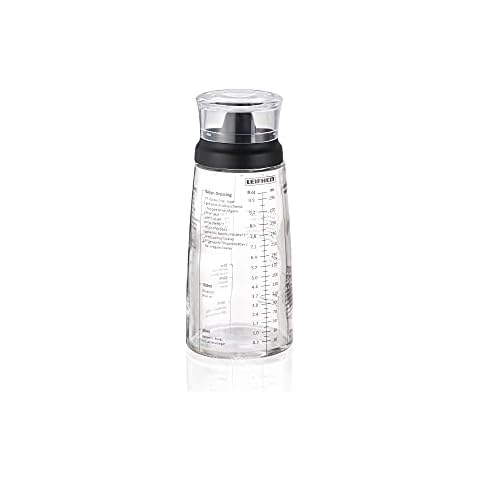 Leifheit Dressing Shaker, hochwertige Glasflasche mit verschiedenen Rezepten für Salatdressings, Messbecher mit tropffreien Ausguss, spülmaschinengeeigneter Dressingbehälter Cover
