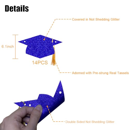 Image of Graduation Decorations Class of 2026 Glitter Congrats Grad Graduation with Tassel Party Congratulations Banner Decor College High School Graduation Party Favors (Blue)