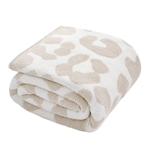 Ultra Soft Cozy Cow Print Fluffy Microfiber Knitted Throw Blanket Super Cozy Lightweight Fleece Bed Blanket For Sofa Couch Bed Travel Cream 51"X63" #TOP4