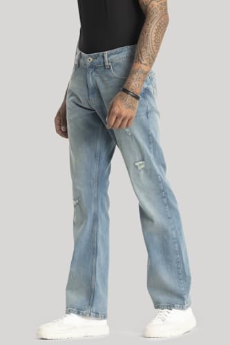 Image of SNITCH Tomaso Light Blue Plain Bootcut Jeans