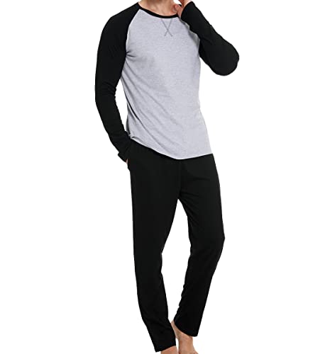 Nofaner Pyjama Herren, Schlafanzüge für Herren Lang Baumwolle Pyjamas Superweiche Zweiteiliger Loungewear Sleepwear Pjs Set Cover