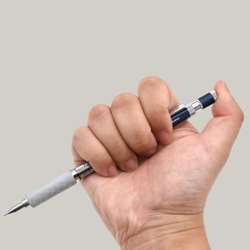 Image of OHTO MS01 0.3mm Mechanical Pencil - Precision Metal Drafting Pencil with Adjustable Lead Control, Knurled Grip & Durable Aluminum Navy Body | Made in Japan