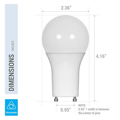 (4 Pack) Led Gu24 A19 Light Bulbs 60 Watt Equivalent 9.5 Watt Dimmable Lights For Home With Twist & Lock Base Replacing Cfl Gu24 Ceiling Light Omni 220 Degree Beam Angle 800 Lumen. Natural White 3500K #TOP2