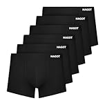 HAGOT 6 Pack Men's Boxers Shorts, Men's Stretch Boxers, Soft Boxer for Men, Comfort Men's Underwear, Black