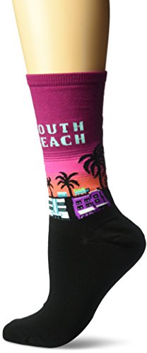 Hot Sox Women's Originals Classics Novelty Crew Socks, South Beach (Magenta), Shoe Size: 4-10