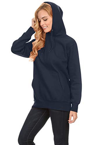 Simlu Navy Hoodie Long Sleeve Navy Sweatshirts Pullovers Navy Sweaters for Women,Navy,Large