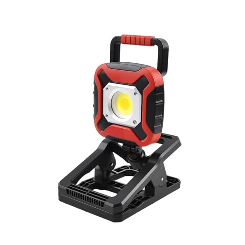 UPWATT Magnetic LED Work Light with Clamp, Rechargeable 360° Rotatable Clip on Flood Light, USB Portable LED Flashlight for Car Repair, Garage, Camping, Emergency, Job Site Lighting