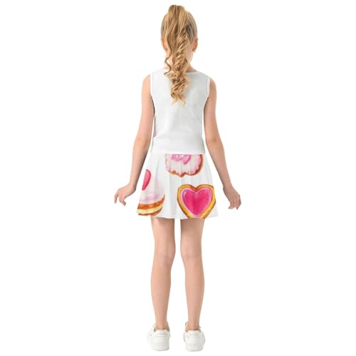 Girls Skorts Athletic Shorts Cute Pink Red Cakes Skirts with Shorts Custom School Skirt 3t4