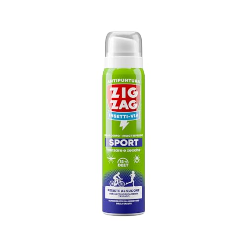 ZIG ZAG Insettivia, Spray Anti Zanzare, Antizanzare Sport Spray Corpo Profumato Menta e Rosmarino, Formato 100 Ml