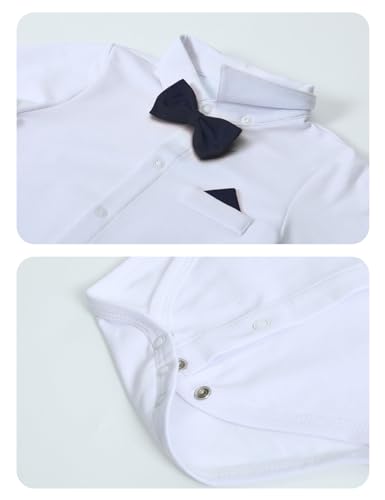 Image of A&J DESIGN Baby Boys Suits Infant Gentleman Formal Wedding Suspenders Outfit with Bowtie