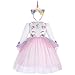 Princesa Bebé Niña Vestido Unicornio Cumpleaños Disfraz deCosplay para Fiesta Carnaval Navidad Bautizo Comunión Boda Manga Larga 001 Rosa(2PCS) 11-12 años