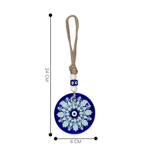 Image of Handmade Turkish X Large Evil Eye Hanging with Mandala Art Print Color for Home Shop Office 8 CM Diameter (MDLBY-4002)