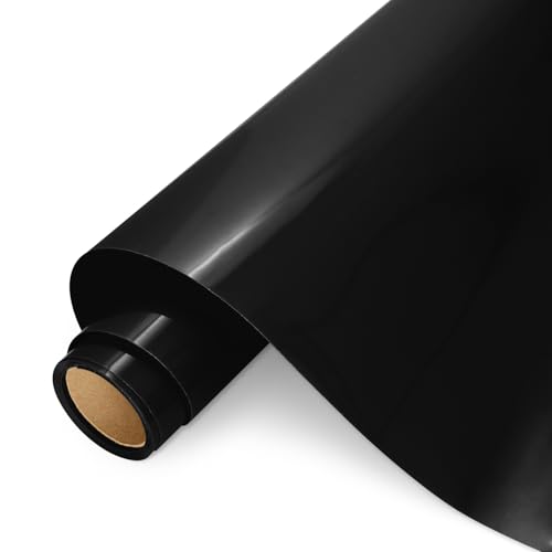AMAZINGHOME Black Heat Transfer Vinyl Roll - 30.5 cm x 400 cm Premium Iron On Vinyl for Fabric Compatible with All Cutting Machines HTV for Clothing Bags Home Decor