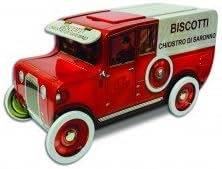 Amaretti Del Chiostro Di Saronno Italian Amaretti Cookies - Crunchy Almond Cookies for Tea & Gifting, Individually Wrapped, Red Truck Tin, Authentic Italian Biscuits, 3.5 oz