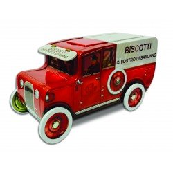 Amaretti Del Chiostro Di Saronno Italian Amaretti Cookies - Crunchy Almond Cookies for Tea & Gifting, Individually Wrapped, Red Truck Tin, Authentic Italian Biscuits, 3.5 oz