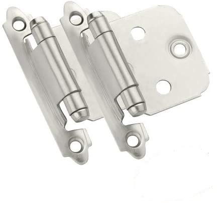 Amerock BP3429-G10 Satin Nickel Face Mount Self Closing Variable Overlay Hinges, 10 Pair Pack