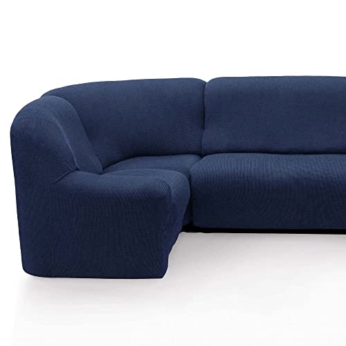 Protector Esquinera. Fundas para Rinconera Elasticas de Calidad. Fundas Sofa Esquinero Confort Suavidad. Marcela Color Azul Funda Sofa Esquina Cover