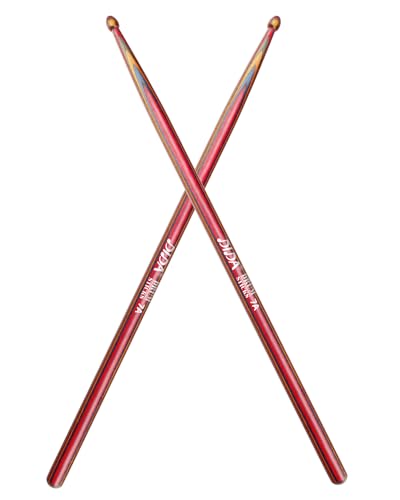 Baguettes de batterie en bois 7A - Poids et hauteur constants - Durables et durables - Pour batterie électronique de jazz - Pour professionnels et débutants (rouge)