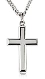 Heartland Store Sterling Silver Men's Cross Necklace - Made in USA, High Polish Pendant for Daily Wear or Ideal Present for Holidays and Special Occasions - 24" Rhodium Plated Chain & Clasp