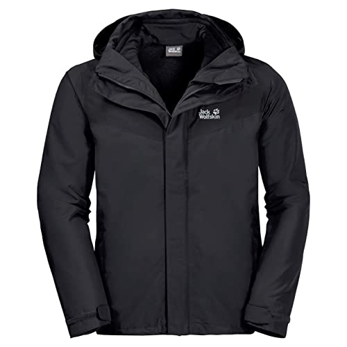 Jack Wolfskin Herren Arland 3in1 M wasserdichte Doppeljacke, Black, S