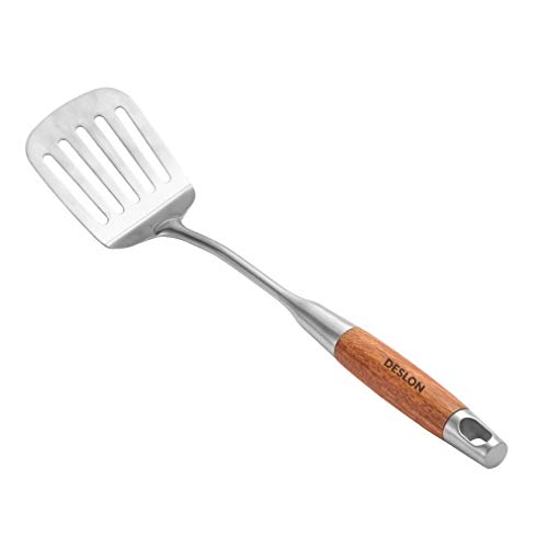 DESLON 304 Stainless Steel Turner Spatula Pear Flower Wood Grip,Kitchen Spatula Heat Resistant