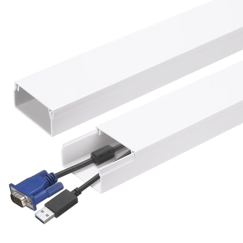 HARFINGTON 10 unidades cubierta para cables de pared 15 x 1,57 x 0,8 pulgadas (LxAnxAl), cubierta autoadhesiva para cables, canal de gestión de cables para TV, color blanco miniatura 1