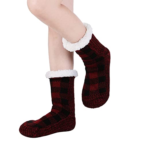 Image of Chassic Sherpa Lined Slipper Socks for Women, Non-Slip Cozy Winter House Socks, Soft Fuzzy Socks, Gifts for Women & Ladies Stocking Stuffers