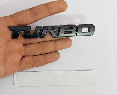 Image of Emblems for Car & Bike Metal Lo.go and Grill Me.tal Lo.go, Auto Accessories for Car Emblem 3D Badge Auto Racing Sport Sticker Grand Tourer Decal. (Black Turbo Logo)