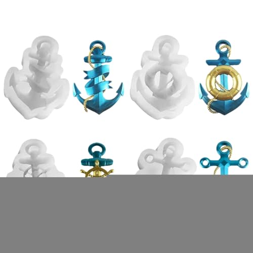 Vbnuyhim Ankerform Silikonform, Ankerform | 4 Stück Halb- Gipsformen, Wanddekoration, Harz Gießform, Silikon Gipsform, Gipsform für