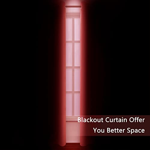 Image of LEMOMO Blackout Curtains 52 x 95 inch /Bright Red Curtains Set of 2 Panels /Thermal Insulated Room Darkening Bedroom Curtains