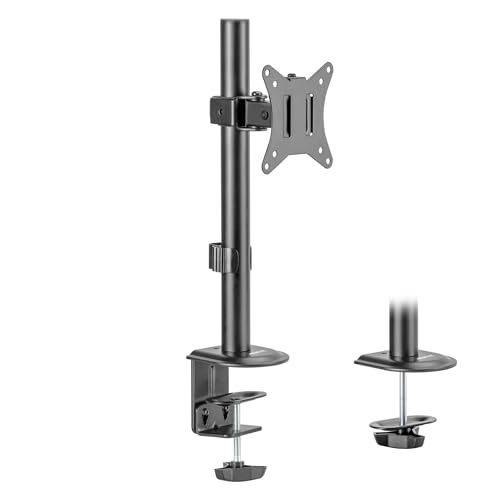 Mount-It! Single Monitor Desk Mount – Computer Screen Stand with Full Motion Adjustability – VESA Monitor Bracket Up to 32" 19.8 lbs – 360° Rotation, 160° Swivel, 40° Tilt – Clamp & Grommet Base