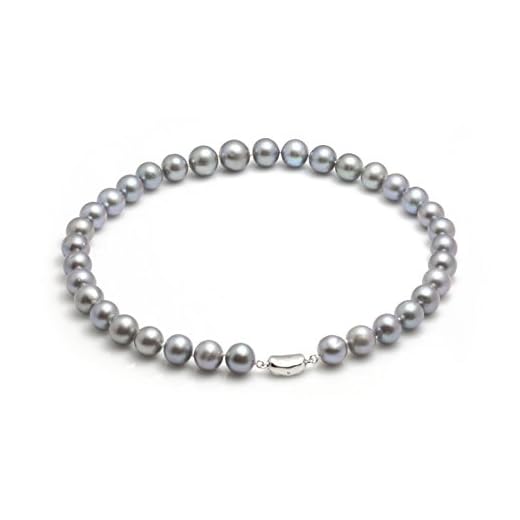 Schmuckwilli Perla Collar Cultivada en agua dulce Gris Perla Collar Cultivada en agua dulce Plata cierre 45cm 11.5-14mm dsk0015-45