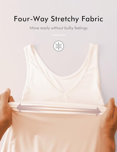 Image of MANCYFIT Women's Full Slip V Neckline Slip Dress Wide Straps Tank Top Slip for Women Under Dress Knee Length Slip