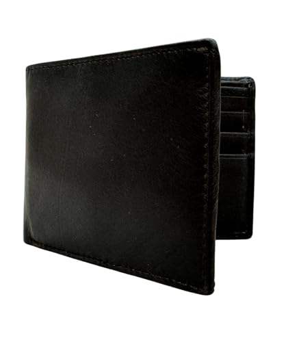 TAEMAN Black Leather Wallets for Men, Genuine Leather Mens Wallet Bifold Rfid Blocking