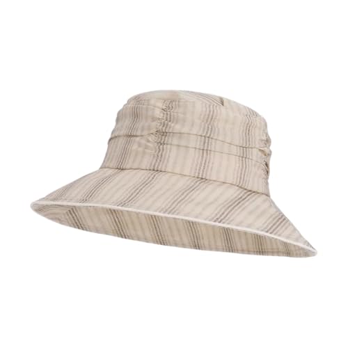 Sombrero de verano para mujer, de ala grande, plisado, delgado, transpirable, protector solar, para playa, al aire libre, Moka, 6 3/4/7 1/4