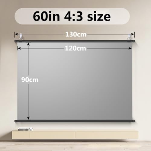 Pantalla portátil para proyector HD 4K de 60 pulgadas, formatos 16:9/4:3, sin arrugas, ligera, para montaje en pared, cine en casa, presentaciones miniatura 4
