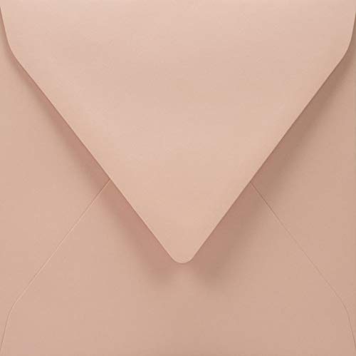 Netuno 25x sobres reciclados cuadrados de color rosa pálido DIN 153x153mm 110g Woodstock Cipria solapa puntiaguda sin ventana coloridos ecológicos para invitaciones tarjetas bautizo boda comunión