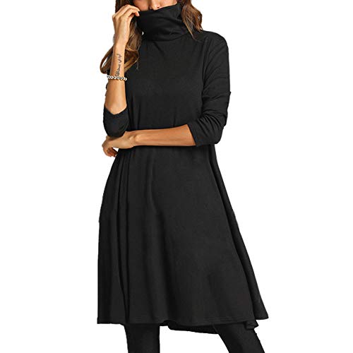 Vestido de Mujer, Dragon868 Vestido Largo Ocasional Atractivo de Las Mujeres Muchachas del Cuello Alto sólido