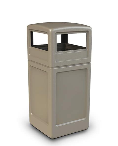 Commercial Zone PolyTec 42 Gallon Square Waste Container with Dome Lid Color: Beige #1