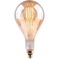 Bombillas Decorativas En Leroy Merlin 7hSevenOn Vintage - Bombilla Led Filamento Decorativa Gota Gigante PS160, Cristal, Casquillo E27, 8W, 40W Equi., 500lm, Luz Blanca Cálida (2100K), 320º, Regulable, 15.000H, Ø16x30cm, Acabado Oro