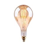 7hSevenOn Vintage - Bombilla Led Filamento Decorativa Gota Gigante PS160, Cristal, Casquillo E27, 8W, 40W Equi., 500lm, Luz Blanca Cálida (2100K), 320º, Regulable, 15.000H, Ø16x30cm, Acabado Oro