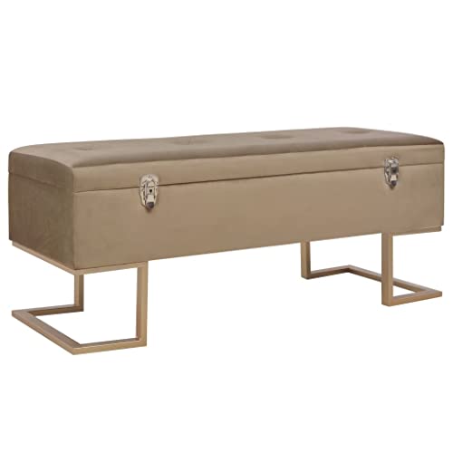 LAPOOH Banc avec Compartiment de Rangement 105 cm Beige Velours,Banc D'Extérieur,Banc Plastique Blanc,Mini en Plastique Jardin